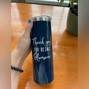 tumbler “Thank a you For Being Awesome” cup Navy Blue, with straw mug